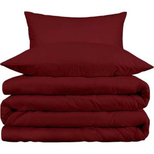 Superior 800 Thread Count Cotton Rich Duvet Cover Set, Soft Blanket Cover with Button Closure, Luxury Pillow Shams, Elegant Daily Use, Master/ Guest Bedroom Basics, Full/Queen, Grey(Burgundy)