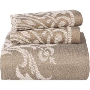 Superior Cotton Blend 2-Piece Bedspread Set, Oversized Bedspread, 1 Matching Pillow Sham, Light Weight Blanket, Jacquard Traditional Medallion Bedding Decor, Adalie Collection, Twin, Charcoal(Taupe)