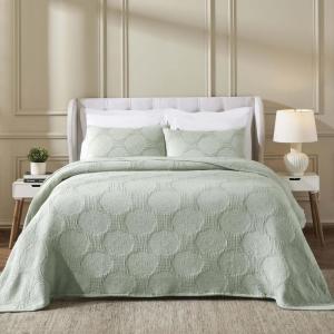 Superior Cotton Blend Coverlet, Home Decor, Decorative Bed Spread, Aesthetic Master/Guest Bedroom, Medium Weight Blanket, Matelasse Coverlet, Bedding Essentials, Vineyard Collection, King, Sky Blue(Sage-tnta)