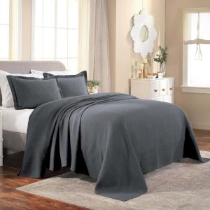 Superior Cotton Fleur De Lis Bedspread Set, Warm Blankets, All-Season Bedding, Bedroom Decor, Decorative Boho Medallion Coverlet, Includes 1 Bedspread, 2 Pillow Shams, Queen, Black(Grey 03 – Z)