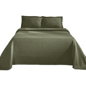 Superior Cotton Fleur De Lis Bedspread Set, Warm Blankets, All-Season Bedding, Bedroom Decor, Decorative Boho Medallion Coverlet, Includes 1 Bedspread, 2 Pillow Shams, Queen, Black(Sage 01 – Z)