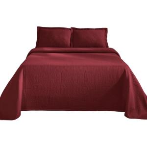 Superior Cotton Fleur De Lis Bedspread Set, Warm Blankets, All-Season Bedding, Bedroom Decor, Decorative Boho Medallion Coverlet, Includes 1 Bedspread, 2 Pillow Shams, Queen, Black(Garnet – Z)