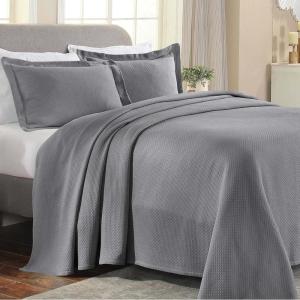 Superior Solitaire Cotton 3 Piece Bedspread Set, Home Bed Decor, Decorative Textured Bed Spread, 2 Pillow Shams, Airy Blanket, Matelasse Coverlet Bedding, All-Season Accent Blanket, King, Navy Blue(Grey)