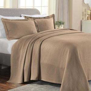 Superior Solitaire Cotton 3 Piece Bedspread Set, Home Bed Decor, Decorative Textured Bed Spread, 2 Pillow Shams, Airy Blanket, Matelasse Coverlet Bedding, All-Season Accent Blanket, King, Navy Blue(Taupe)