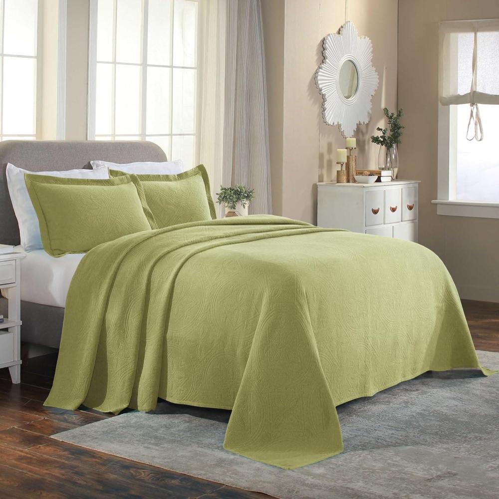 imageSuperior 2 Piece Celtic Circles Cotton Bedspread Set Decorative Bed Spread Home Bed Decor 1 Pillow Sham Medium Weight Blanket Matelasse Coverlet Bedding Wedding Ring Design Twin CappuccinoSweet Pea  Z