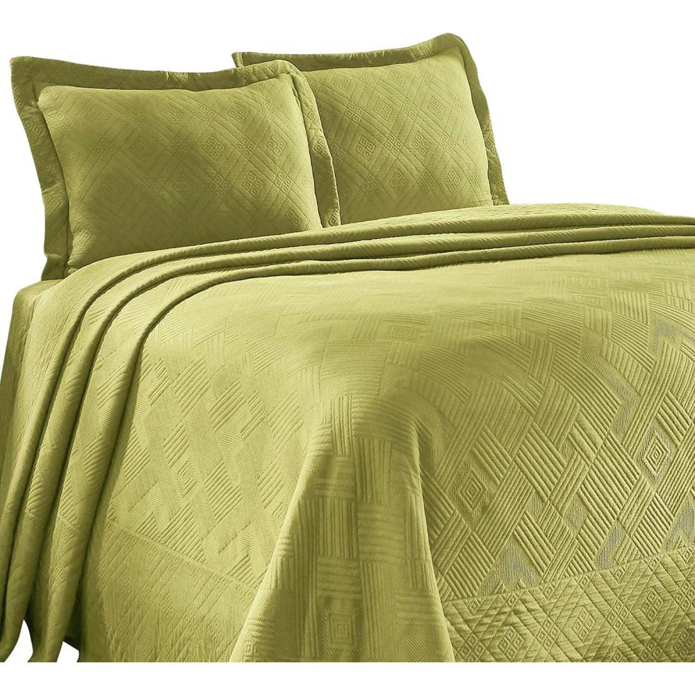 imageSuperior Aspen Cotton Blend 3 Piece Bedspread Set Oversized Bedspread 2 Pillow Shams Medium Weight Blanket Home Bed Decor Floral Scalloped Matelasse Coverlet Bedding Essential King WhiteSweet Pea
