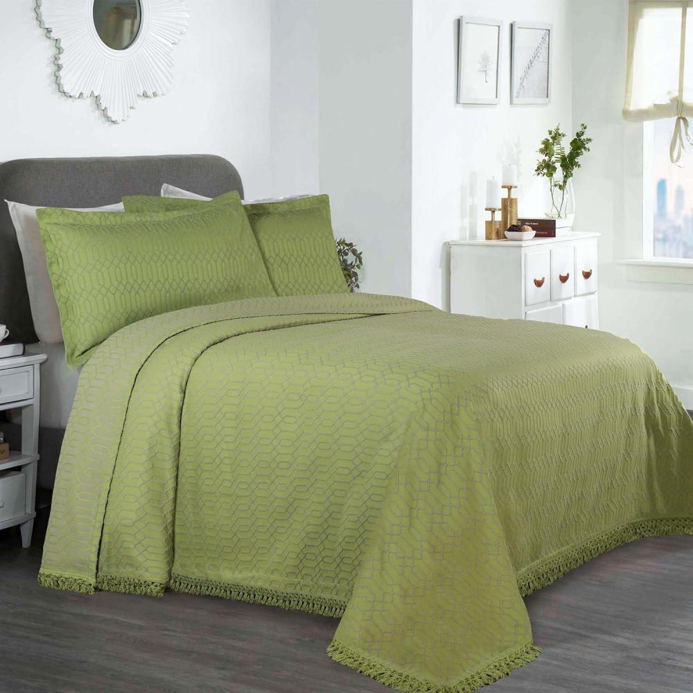 imageSuperior Aspen Cotton Blend 3 Piece Bedspread Set Oversized Bedspread 2 Pillow Shams Medium Weight Blanket Home Bed Decor Floral Scalloped Matelasse Coverlet Bedding Essential King WhiteSage
