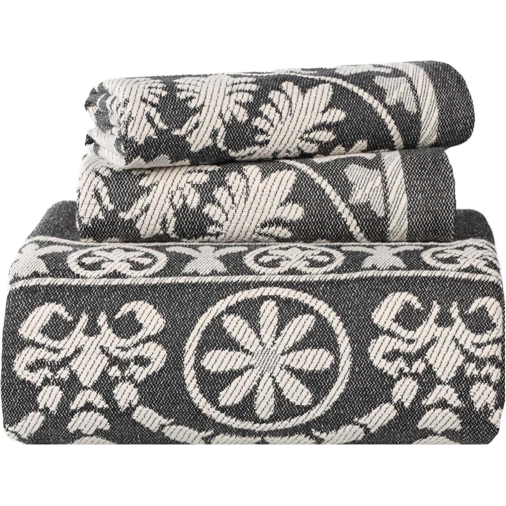 imageSuperior Cotton Blend Bedspread 2Piece Set Light Weight Blanket 1 Matching Pillow Sham Oversized Bedding Traditional Bedroom Jacquard Medallion Decor Kymbal Collection Twin Berry RedCharcoal
