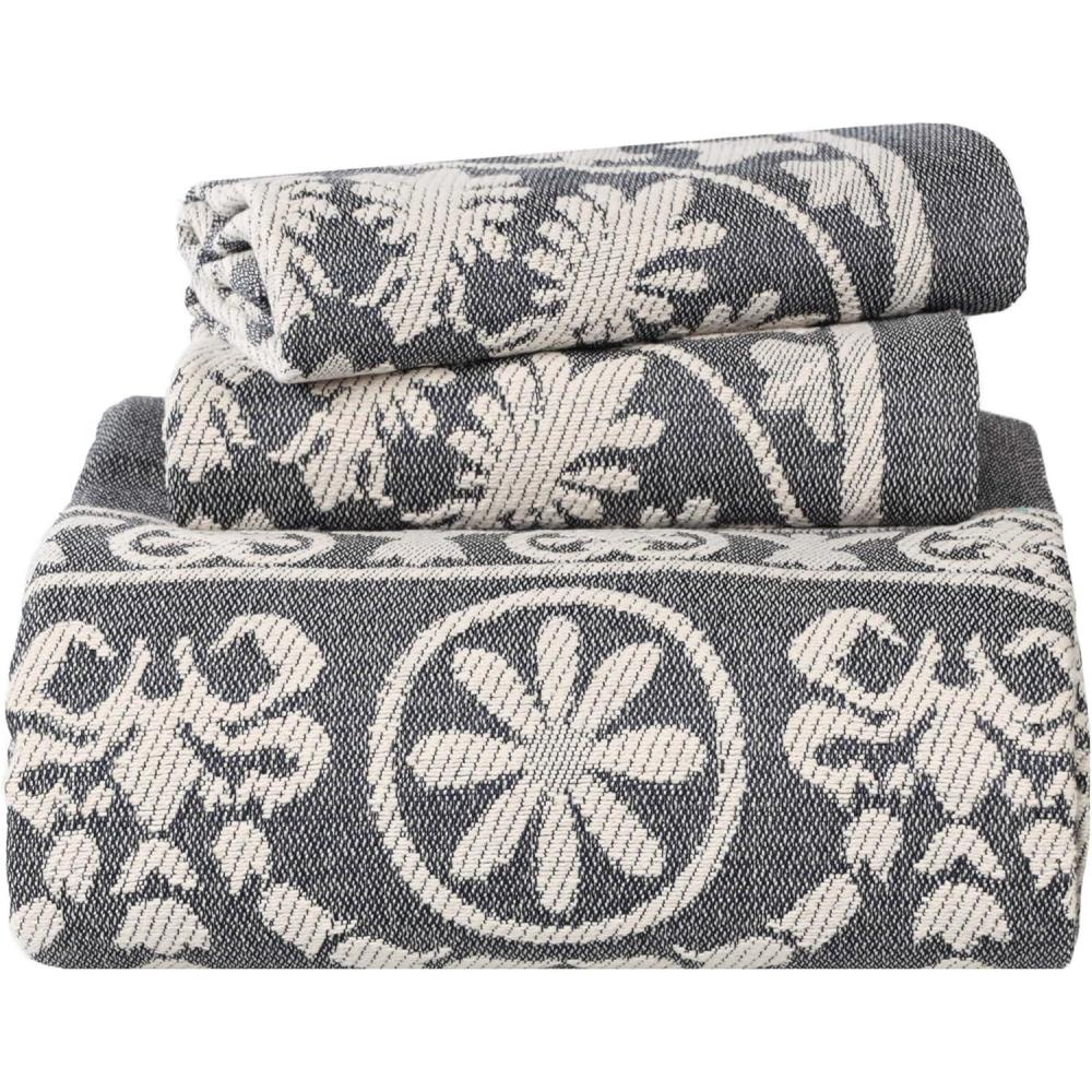 imageSuperior Cotton Blend Bedspread 2Piece Set Light Weight Blanket 1 Matching Pillow Sham Oversized Bedding Traditional Bedroom Jacquard Medallion Decor Kymbal Collection Twin Berry RedDenim Blue