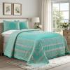 SUPERIOR Cotton Blend Bedspread Set, Includes Oversized Bedspread and 2 Matching Pillow Shams, Light Weight Blanket, Bedding Decor, Jacquard Vintage Floral Mandala, Lyron Collection – King, Turquoise