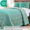 SUPERIOR Cotton Blend Bedspread Set, Includes Oversized Bedspread and 2 Matching Pillow Shams, Light Weight Blanket, Bedding Decor, Jacquard Vintage Floral Mandala, Lyron Collection – King, Turquoise