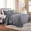Superior 2 Piece Basketweave Cotton Bedspread Set, Home Bed Decor, Decorative Bed Spread, 1 Pillow Sham, Medium Weight Blanket, Matelasse Coverlet Bedding, Geometric Lattice Pattern, Twin, Navy Blue(Grey – Z)