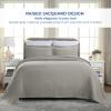 Superior 2 Piece Celtic Circles Cotton Bedspread Set, Decorative Bed Spread, Home Bed Decor, 1 Pillow Sham, Medium Weight Blanket, Matelasse Coverlet Bedding, Wedding Ring Design, Queen, Platinum