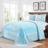 Superior Cotton Blend Bedspread 2-Piece Set, Light Weight Blanket, 1 Matching Pillow Sham, Oversized Bedding, Traditional Bedroom, Jacquard Medallion Decor, Kymbal Collection, Twin, Berry Red(Aqua)
