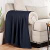 Superior Metro All-Season Cotton Blanket, Woven Blanket for Couch, Bed, Bedding, Farmhouse, Home Essentials, Cute and Cozy Bohemian Blankets, Herringbone Weave, Throw Size, Light Blue(Navy Blue)