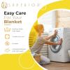 Superior Metro All-Season Cotton Blanket, Woven Blanket for Couch, Bed, Bedding, Farmhouse, Home Essentials, Cute and Cozy Bohemian Blankets, Herringbone Weave, Throw Size, Light Blue(Gold)