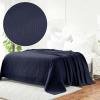 Superior Metro All-Season Cotton Blanket, Woven Blanket for Couch, Bed, Bedding, Farmhouse, Home Essentials, Cute and Cozy Bohemian Blankets, Herringbone Weave, Throw Size, Light Blue(Navy Blue)