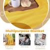 Superior Metro All-Season Cotton Blanket, Woven Blanket for Couch, Bed, Bedding, Farmhouse, Home Essentials, Cute and Cozy Bohemian Blankets, Herringbone Weave, Throw Size, Light Blue(Gold)