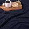 Superior Metro All-Season Cotton Blanket, Woven Blanket for Couch, Bed, Bedding, Farmhouse, Home Essentials, Cute and Cozy Bohemian Blankets, Herringbone Weave, Throw Size, Light Blue(Navy Blue)