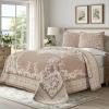 Superior Oversized Premium Bedspread Set Bohemian Style Jacquard-Weave Textured Medallion, Cotton-Polyester Blend with Matching Pillow Shams – Queen, Berry Red(Taupe)