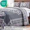 Superior Oversized Premium Bedspread Set Bohemian Style Jacquard-Weave Textured Medallion, Cotton-Polyester Blend with Matching Pillow Shams – Twin, Denim Blue