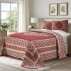 Superior Oversized Premium Bedspread Set Bohemian Style Jacquard-Weave Textured Medallion, Cotton-Polyester Blend with Matching Pillow Shams (Slate Blue, Twin)(Berry Red)