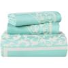 SUPERIOR Cotton Blend Bedspread Set, Includes Oversized Bedspread and 2 Matching Pillow Shams, Light Weight Blanket, Bedding Decor, Jacquard Vintage Floral Mandala, Lyron Collection – King, Turquoise