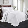 Superior Aspen Cotton Blend 3 Piece Bedspread Set, Oversized Bedspread, 2 Pillow Shams, Medium Weight Blanket, Home Bed Decor, Floral Scalloped, Matelasse Coverlet, Bedding Essential, Full, White