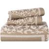 Superior Cotton Blend Bedspread Set, Includes Oversized Bedspread and 2 Matching Pillow Shams, Light Weight Blanket, Bedding Decor, Jacquard Vintage Floral Mandala, Lyron Collection – Twin, Berry Red(Taupe)