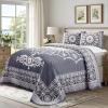 Superior Oversized Premium Bedspread Set Bohemian Style Jacquard-Weave Textured Medallion, Cotton-Polyester Blend with Matching Pillow Shams – Twin, Denim Blue
