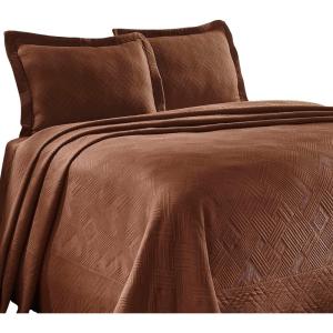 Superior 100% Cotton Geometric Fret 2-Piece Scalloped Bedspread Set, Twin, Peacock Blue(Cappuccino)