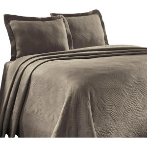 Superior 100% Cotton Geometric Fret 2-Piece Scalloped Bedspread Set, Twin, Peacock Blue(Charcoal)
