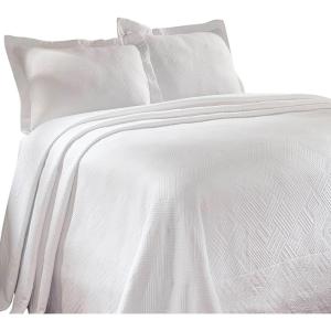 Superior 100% Cotton Geometric Fret 2-Piece Scalloped Bedspread Set, Twin, Peacock Blue(White)