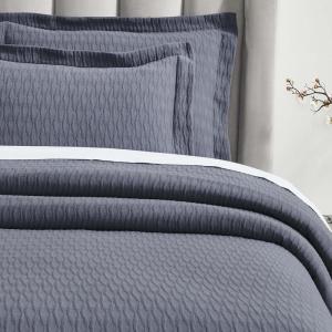Superior 3 Piece Cotton Bedspread Set, Home Bed Decor, Decorative Bed Spread, 2 Pillow Shams, Medium Weight Blanket, Matelasse Coverlet, Bedding Essentials, Calvert Collection, Queen, Ivory(Denim Blue)