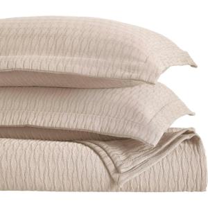 Superior 3 Piece Cotton Bedspread Set, Home Bed Decor, Decorative Bed Spread, 2 Pillow Shams, Medium Weight Blanket, Matelasse Coverlet, Bedding Essentials, Calvert Collection, Queen, Ivory(Beige)