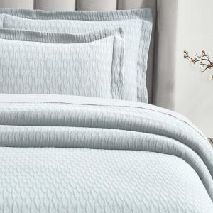 Superior 3 Piece Cotton Bedspread Set, Home Bed Decor, Decorative Bed Spread, 2 Pillow Shams, Medium Weight Blanket, Matelasse Coverlet, Bedding Essentials, Calvert Collection, Queen, Ivory(Sky Blue)
