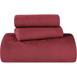 Superior Cotton 2-Piece Bedspread Set, Home Bed Decor, Warm Bedding, 1 Oversized Bedspread, 1 Pillow Sham, Medium Weight Blanket, Medallion Scroll, Matelasse Woven, Victory Collection, Twin, Teal(Garnet)