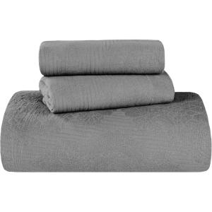 Superior Cotton 2-Piece Bedspread Set, Home Bed Decor, Warm Bedding, 1 Oversized Bedspread, 1 Pillow Sham, Medium Weight Blanket, Medallion Scroll, Matelasse Woven, Victory Collection, Twin, Teal(Grey)