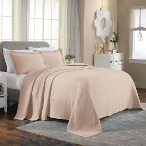 Superior Cotton 2-Piece Bedspread Set, Home Bed Decor, Warm Bedding, 1 Oversized Bedspread, 1 Pillow Sham, Medium Weight Blanket, Medallion Scroll, Matelasse Woven, Victory Collection, Twin, Teal(Bisque)