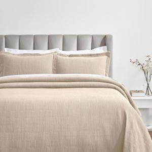 Superior Cotton 2-Piece Bedspread Set, Home Bed Decor, Warm Bedding, 1 Oversized Bedspread, 1 Pillow Sham, Medium Weight Blanket, Medallion Scroll, Matelasse Woven, Victory Collection, Twin, Teal(Beige)
