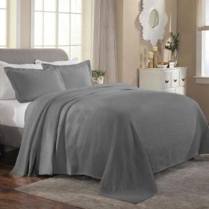 Superior Cotton 3-Piece Bedspread Set, Oversized Bedspread, 2 Pillow Shams, Medium Weight Blanket, Home Bed Decor, Warm Bedding, Medallion Scroll, Matelasse Woven, Florin Collection, King, Sage(Grey)