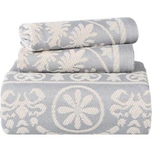 Superior Cotton Blend Bedspread 2-Piece Set, Light Weight Blanket, 1 Matching Pillow Sham, Oversized Bedding, Traditional Bedroom, Jacquard Medallion Decor, Kymbal Collection, Twin, Berry Red(Slate Blue)