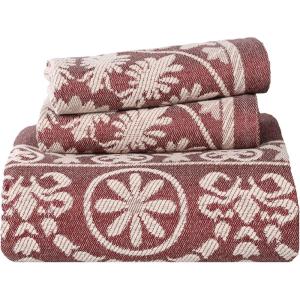 Superior Cotton Blend Bedspread 2-Piece Set, Light Weight Blanket, 1 Matching Pillow Sham, Oversized Bedding, Traditional Bedroom, Jacquard Medallion Decor, Kymbal Collection, Twin, Berry Red(Berry Red)