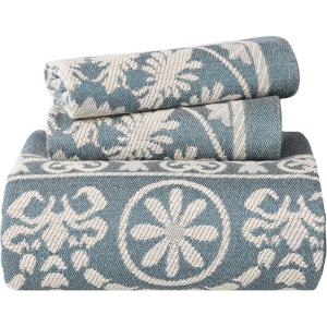 Superior Cotton Blend Bedspread 2-Piece Set, Light Weight Blanket, 1 Matching Pillow Sham, Oversized Bedding, Traditional Bedroom, Jacquard Medallion Decor, Kymbal Collection, Twin, Berry Red(Cerulean Blue)