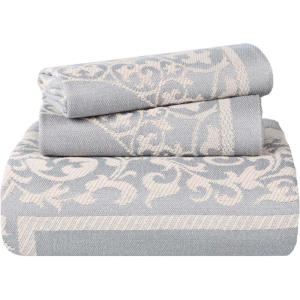 Superior Cotton Blend Bedspread Set, Includes Oversized Bedspread and 2 Matching Pillow Shams, Light Weight Blanket, Bedding Decor, Jacquard Vintage Floral Mandala, Lyron Collection – Twin, Berry Red(Slate Blue)
