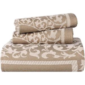 Superior Cotton Blend Bedspread Set, Includes Oversized Bedspread and 2 Matching Pillow Shams, Light Weight Blanket, Bedding Decor, Jacquard Vintage Floral Mandala, Lyron Collection – Twin, Berry Red(Taupe)
