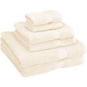 Superior Egyptian Cotton Solid Towel Set, 6PC, Midnight Blue(Eggshell)