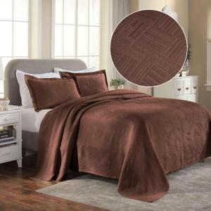 Superior Geometric Fret 2 Piece Cotton Bedspread Set, Home Bed Decor, Decorative Bed Spread, 1 Pillow Sham, Medium Weight Blanket, Matelasse Coverlet Bedding, Modern Design, Twin, Peacock Blue(Cappuccino – Z)