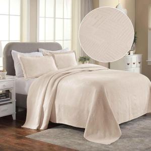 Superior Geometric Fret 2 Piece Cotton Bedspread Set, Home Bed Decor, Decorative Bed Spread, 1 Pillow Sham, Medium Weight Blanket, Matelasse Coverlet Bedding, Modern Design, Twin, Peacock Blue(Bisque – Z)