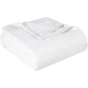 Superior Metro All-Season Cotton Blanket, Woven Blanket for Couch, Bed, Bedding, Farmhouse, Home Essentials, Cute and Cozy Bohemian Blankets, Herringbone Weave, Throw Size, Light Blue(White)